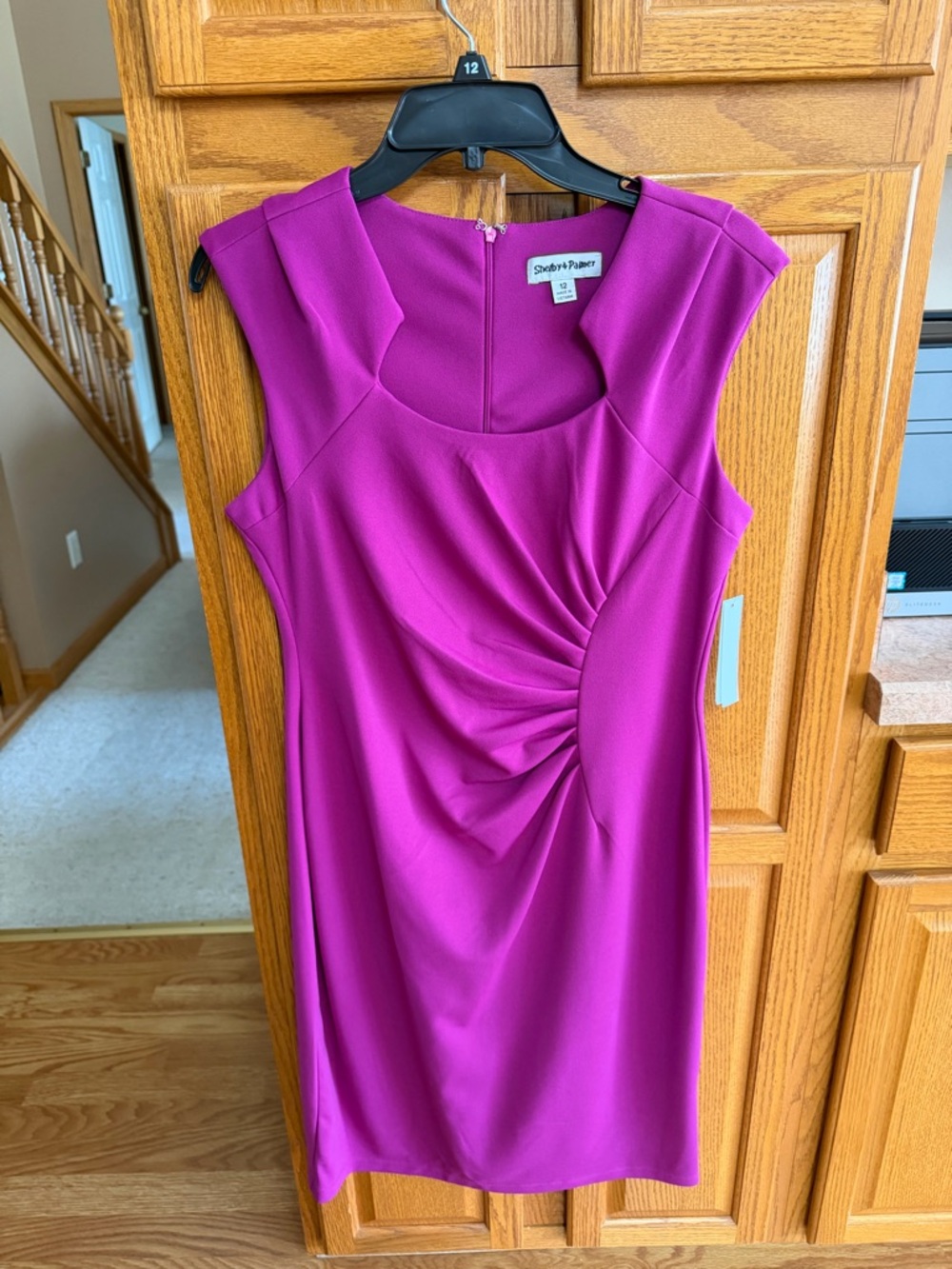 Shelby & Palmer Fuchsia Ruched Midi Dress